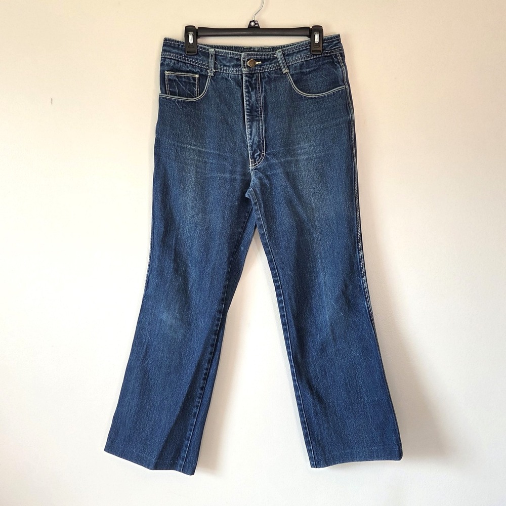 VTG 80s Jordache Dark Blue Denim Straight Leg Jeans Tailored Sz 32 Made in HK